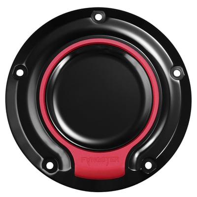 7.25" diameter. 5-hole mounting. 
CNC machined from a high grade billet aluminum material for strength and meticulous precision. Bolt-on installation ease to the primary cover for a no-hassle installation. The bold Fangster color-embedded design was created to set you apart from the rest with a recognizable custom look. Perfect to style-combine with other Fangster products. 