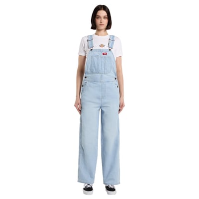 The Dickies Loose Denim Bib is a loose fit, straight leg denim bib. Made out of 14oz slub cotton denim, this bib features slanted front pockets, coin pocket,
multi-tool chest pocket, zip fly, side button closure, patched back pockets, hammer loop, ruler and tool pocket, and woven Dickies labels on front above chest pocket and on back patch pocket. A work ready bib with movement and comfort built in. Available in several colors for men and female.

• Loose fit
• 100% cotton