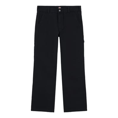 The Dickies Carpenter canvas pant is a regular fit, straight leg pant. Made out of 12OZ cotton canvas with a comfort washed hand feel. Featuring carpenter details, hammer loop and ruler pocket, metal trims, zip-fly with metal shank, back yoke, and woven Dickies label on the back pocket. A hardwearing, functional pant with authentic Dickies details and fabrication.