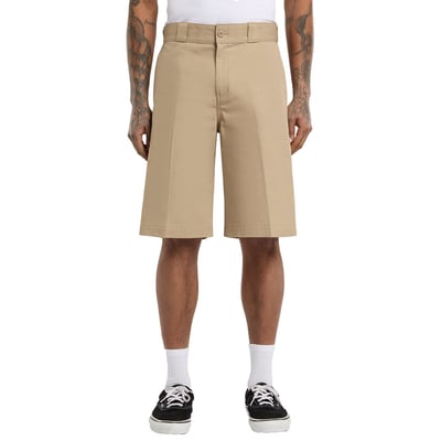 The Dickies 247 Shorts are a regular fit twill short with authentic Dickies detailing and fabrication. These 10 inch inseam shorts are made out of 8.3oz enzyme
washed cotton twill. Featuring work pant features like inside waistband and belt loops, slanted front pockets, back welt pockets, back phone / tool welt pocket,
front zip and button closure, and dyed-to-match woven label at the back. Available in a wide range of classic and seasonal fade resistant colors. A classic workwear short built to be durable and comfortable.

• Regular fit
• 100% cotton