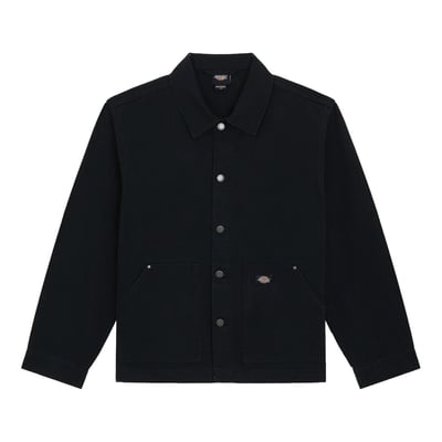 The Dickies Barn unlined canvas jacket is a relaxed fit, unlined chore coat. Made out of durable 12oz cotton canvas, featuring front patch pockets with metal rivet
reinforcements, front shank buttons, and woven dyed-to-match Dickies label on the left patch pocket. A timeless chore coat that never goes of of style.

• 100% cotton
• 12oz cotton canvas