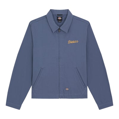 The Dickies Wellsville Painter jacket is a relaxed fit, unlined painter jacket. Made out of 12.3oz garment washed cotton, features include bottom front angled welt 
pockets, back pleats, full zip closure, adjustable hem and cuffs, small left hand chest script artwork on front and large on the back, and dyed-to-match woven label. A modern update of a classic jacket. 

• Relaxed fit
• 100% cotton
• 12.3oz garment washed cotton