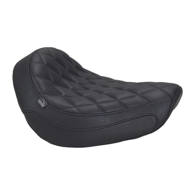 High comfort solo seat designed for long distance riding. The 12" wide rider area features a hand formed bucket shape for enhanced support and a deeper, more controlled riding position. Covered in high quality, weather-resistant vinyl with a leather appearance. Built with proprietary controlled density foam for superior comfort.
