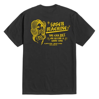 Are you ready to rock with this Loser Machine t-shirt? This t-shirt is made of 100% cotton for maximum comfort and durability. LMC always produces cool apparel, including t-shirts, hoodies, sweats, jackets and caps with its rebellious, anti-establishment ethos and the motto “We don’t care what you think”. The brand blends vintage, gritty, and rebellious styles inspired by classic motorcycles, hot rods, tattoo art, and 60s/70s surf/skate culture. Whether you're hitting the road, the skate park, or the couch, you'll love wearing this cool and cozy t-shirt. Don't miss this chance to get your hands on the Loser Machine Glory apparel today! 

• Regular fit
• 100% cotton
• Heavyweight t-shirt
• Small print on the left chest 
• Large back print
