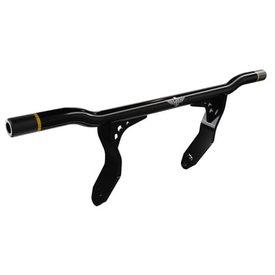 Black Powder Coated with Gold Color Ring.
The Performance Clubstyle crash bar is made of steel with a durable powder coated finish. Designed to help prevent damage in events that, hopefully, never come. A good insurance and the looks are stunning and a perfect addition to any Clubstyle bike. Complete with model-specific hardware for a no-hassle installation using the OEM mounting points. Crash bar ends come with replaceable sliders.