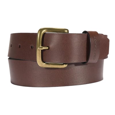 This Carhartt Leather classic belt has a classic design that's just right for the office or the weekend. It's made of thick, full-grain leather with a gunmetal-finished buckle. Carhartt logos are stamped into the leather on the belt tip and keeper.

• Antique nickel and black knurled roller buckle
• Keeper looped with debossed Carhartt logo
• Full grain, bridle leather
• 100% Leather