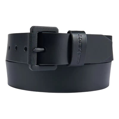 This Carhartt Leather classic belt has a classic design that's just right for the office or the weekend. It's made of thick, full-grain leather with a gunmetal-finished buckle. Carhartt logos are stamped into the leather on the belt tip and keeper.

• Antique nickel and black knurled roller buckle
• Keeper looped with debossed Carhartt logo
• Full grain, bridle leather
• 100% Leather