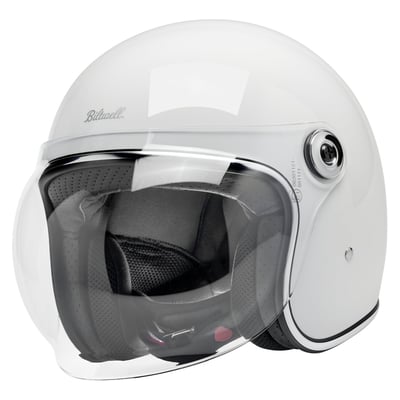 More than a Bonanza but less than a Gringo S, Tahoe is the first Biltwell open-face helmet engineered to meet both US DOT and ECE R22.06 safety standards. It features robust yet lightweight construction and an integrated bubble shield that’s scratch resistant and CE certified for day and night-time riding. In other words, the perfect helmet for a short spin to In-n-Out, or a great second lid when time and miles don’t require suiting up for bigger adventures.
• Injection-molded ABS outer shell is lightweight and highly resistant to impacts
• Built-in hinged bubble shield is scratch resistant and CE certified for day and night-time riding
• EPS internal safety shell absorbs and dissipates impact energy without compromising comfort
• Chin strap features brushed fleece Lycra touchpoints for comfort
• D-ring retention system with red quick-release pull tab for speedy removal
• Removable/replaceable comfort liner and cheek pads
• ECE R22.06 certified