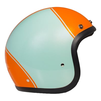 Embrace the fusion of classic style and modern functionality with the DMD Retro helmet, a nod to the iconic 70's design. This helmet isn't just a protective gear but a statement piece, crafted for those who dare to stand out. With its ECE 22.06 approved fiberglass shell available in three sizes, it offers a snug fit. The helmet is bluetooth ready, features integrated snaps for visors, and boasts a luxurious, washable lining with Velcro for a custom fit. Secured with a padded chin strap and a reliable Double D-ring closure, this helmet is the perfect blend of vintage charm and contemporary comfort.