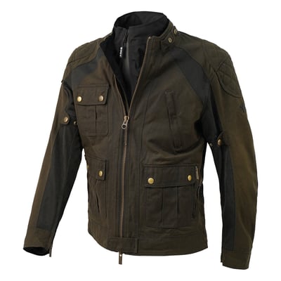 The By City Teneree Venty V jacket is made of abrasion resistant waxed cotton and mesh ventilated garment thanks to its panels on front back arms. Includes six outside pockets and two inside. Features adjustable cuffs, reflective details the YKK® zippers, front metal zipper with double slider. The jacket has a removable raincoat for both internal external use. Inner protections (back protection not included), removable Flexishock elbows shoulders EN 1621 1:2013 CE Level 2. The Teneree jacket is EN17092 4: 2020 A approved.