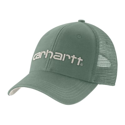This Carhartt cotton canvas cap with embroidered Carhartt logo on front is made with a Carhartt Force™ sweatband, offering sweat wicking and antimicrobial properties. Features a back adjustable snap closure for better fit.

• Medium-profile cap
• Carhartt Force™ - FastDry™ Technology is engineered to fight sweat and dry fast, so you stay cool and comfortable 24/7
• Adjustable back plastic snap closure
• Pre-curved visor
• Carhartt embroidered on center front and wrap label at back opening
• Woven
• 8.5 oz/yd² - 289 gsm
• Canvas with Mesh back
• 100% Cotton