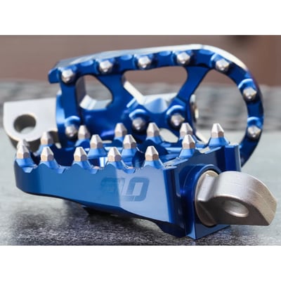 Machined from 6061 T6 Highly Durable and Light Weight Alloy, Pegs Can be Rotated Full 360 Degrees to Any Angle and Then Locked Down with the Included Stainless-Steel Hardware. Foot Pegs Have Our Exclusive Pitch Adjustment Hardware That Allows You to Change the Angle of the Foot Pegs to the Riding Position Preferred by the Rider. Replaceable Stainless-Steel Teeth (Cleats) 