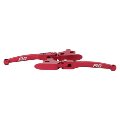 Red powder coated finish. Standard overall lever length.
Riders are not identical and reaching the clutch and brake lever comfortably is more important than you might think. For obvious reasons but also for the overall ergonomical feel of your bike. These levers are on the fly adjustable so with or without thick gloves, you'll all ways be riding 'In The Zone'. Compatible with OEM components.
- Powder coated finish
- On the go adjustable lever reach
- CNC machined from 6061 aluminum
- Manufactured to tight tolerances to specifically fit O.E.M. perch
- Includes new anti-rattle clip and pivot bushings
- Quality hardware throughout the design
- With laser engraved FLO logo
- Includes installation instructions