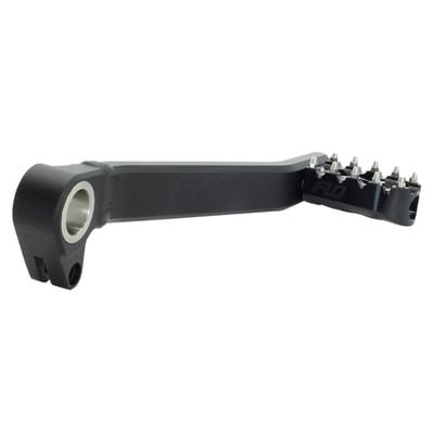 - Kit includes a black brake pedal arm with a black brake pedal tip
- Optional brake pedal tip in different colors are separately available
- Brake pedal tip can be adjusted to 3 different lengths
- Original Moto-inspired design
- Stainless steel teeth (cleats) are cone shaped with flat tops for ultimate grip
- Perfect to style-match with Flo Motorsport foot pegs and floorboards
- Machined from 6061 T6 aluminum
- Durable & lightweight
- Anodized finish
- Excellent quality and strength.
For optional brake pedal tips see:
- 720979 Chrome
- 720976 Black (stock replacement)
- 720980 Bronze
- 720977 Gold
- 720976 Red
- 720978 Jet Fuel (color shifting colors)