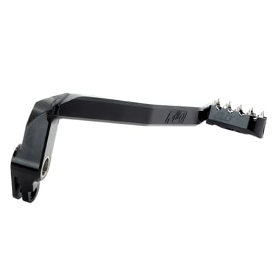 - Kit includes a black brake pedal arm with a black brake pedal tip
- Optional brake pedal tip in different colors are separately available
- Brake pedal tip can be adjusted to 3 different lengths
- Original Moto-inspired design
- Stainless steel teeth (cleats) are cone shaped with flat tops for ultimate grip
- Perfect to style-match with Flo Motorsport foot pegs and floorboards
- Machined from 6061 T6 aluminum
- Durable & lightweight
- Anodized finish
- Excellent quality and strength.
For optional brake pedal tips see:
- 720979 Chrome
- 720976 Black (stock replacement)
- 720980 Bronze
- 720977 Gold
- 720976 Red
- 720978 Jet Fuel (color shifting colors)