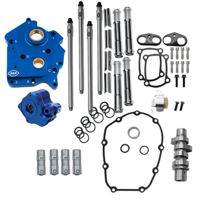S&S Cycle now has your 2023-2026 VVT equipped bike covered with the new HPT560 cam! This bolt-in cam provides
a significant boost in both horsepower and torque from as early as 2000 rpm. Torque increases are across the entire
powerband and horsepower sees a great boost on the top end. As a a bolt-in cam it is compatible with stock rockers
and springs as well as S&S Cycle rocker arms.
Features And Benefits
Quickee Adjustable Pushrods:
• Simple installation and on•bike adjustment
• No need to remove rocker boxes
• Chrome pushrod tubes
S&S Precision Tappets:
• Hand-assembled to exacting tolerances
• Reduced valvetrain noise with superior high
RPM performance
• Close tolerances ensure consistent oil pressure and lift
Tappet Cuffs:
• Hard anodized billet aluminum construction
• Eliminates distortion for improved tappet stability
• Optimized for high-lift and high-RPM operation
Oil Pump & Cam Plate:
• Precision CNC machined from billet aluminum
• Independent scavenge sections for flywheel cavity and
cam chest
• Removable passage plugs for easy servicing
• Dual debris screens and magnetic pickup for superior
oil filtration
• +44% increase in oil supply flow / +58%
increase in scavenging efficiency
• Adjustable pressure relief valve (tunable while
installed)
• Includes S&S High Performance Cam Chain Tensioner