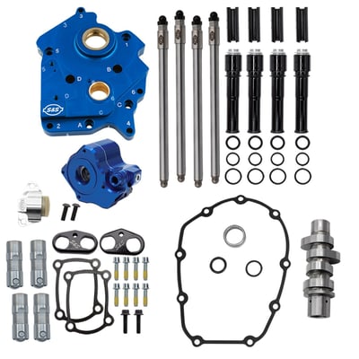 S&S Cycle now has your 2023-2026 VVT equipped bike covered with the new HPT560 cam! This bolt-in cam provides
a significant boost in both horsepower and torque from as early as 2000 rpm. Torque increases are across the entire
powerband and horsepower sees a great boost on the top end. As a a bolt-in cam it is compatible with stock rockers
and springs as well as S&S Cycle rocker arms.
Features And Benefits
Quickee Adjustable Pushrods:
• Simple installation and on•bike adjustment
• No need to remove rocker boxes
• Black pushrod tubes
S&S Precision Tappets:
• Hand-assembled to exacting tolerances
• Reduced valvetrain noise with superior high
RPM performance
• Close tolerances ensure consistent oil pressure and lift
Tappet Cuffs:
• Hard anodized billet aluminum construction
• Eliminates distortion for improved tappet stability
• Optimized for high-lift and high-RPM operation
Oil Pump & Cam Plate:
• Precision CNC machined from billet aluminum
• Independent scavenge sections for flywheel cavity and
cam chest
• Removable passage plugs for easy servicing
• Dual debris screens and magnetic pickup for superior
oil filtration
• +44% increase in oil supply flow / +58%
increase in scavenging efficiency
• Adjustable pressure relief valve (tunable while
installed)
• Includes S&S High Performance Cam Chain Tensioner