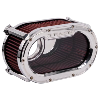 The Trask Big Papi High Flow Air Cleaner delivers timeless style backed by real, dyno-proven performance. This intake doesn’t just dress up the bike — it moves significantly more air for stronger response and improved power across the curve.

A high-capacity filter works with the internal velocity stack to reduce restriction and increase airflow. The billet aluminum backing plate features an integrated breather recirculation system, creating a clean, efficient stock replacement that installs without hassle.

Built with precision and tested on the dyno, the Big Papi is a refined, high-performance upgrade that brings both function and presence to any Gen 1 Milwaukee-Eight. Rain sock included.