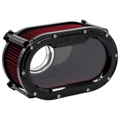 The Trask Big Papi High Flow Air Cleaner delivers timeless style backed by real, dyno-proven performance. This intake doesn’t just dress up the bike — it moves significantly more air for stronger response and improved power across the curve.

A high-capacity filter works with the internal velocity stack to reduce restriction and increase airflow. The billet aluminum backing plate features an integrated breather recirculation system, creating a clean, efficient stock replacement that installs without hassle.

Built with precision and tested on the dyno, the Big Papi is a refined, high-performance upgrade that brings both function and presence to any Gen 1 Milwaukee-Eight. Rain sock included.