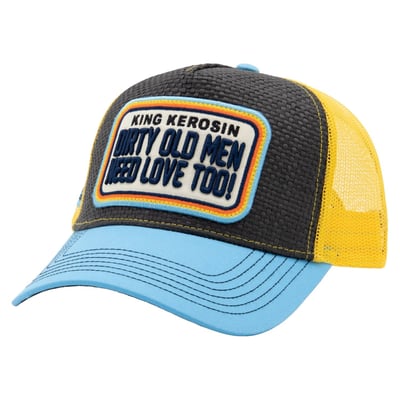 A cheeky slogan, bold colors, and an eye-catching design, this King Kerosin trucker cap doesn't take itself too seriously. The woven raffia look extends across the front and even over the underside of the visor, adding a touch of summery lightness to your look. The large, high-quality embroidered patch makes a clear statement. Airy mesh at the back ensures comfortable wear on warm days. Thanks to the snapback closure, the cap can be adjusted for a perfect fit, ideal for anyone who wants to combine humor and style.
• King Kerosin trucker cap with a fun statement patch
• Braided raffia look on the front and underside of the visor
• Breathable mesh back for airy comfort
• Curved visor for a relaxed look
• Adjustable snapback closure for a flexible fit