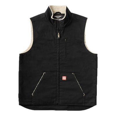 The Carhartt Sherpa lined everyday heavy duty work vest made of heavy canvas outer shell and sherpa lining and insulation to keep you warm. This American classic is a daily user. The vest has two inner pockets with zipper closure and one pocket with zip on the chest.