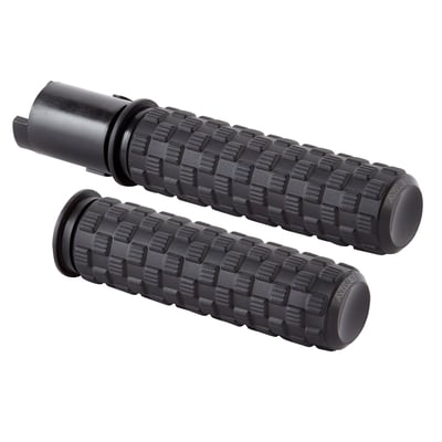 Black anodized end caps. These grips come with a special aggressive design grip-surface that looks bold and ready to do serious business. The looks don't deceive and the grips give exceptional grip but also reduces riding fatigue by reducing vibration. Includes the throttle sleeve, so ready to install. The billet CNC machined aluminum end cap is laser engraved with the Arlen Ness logo.