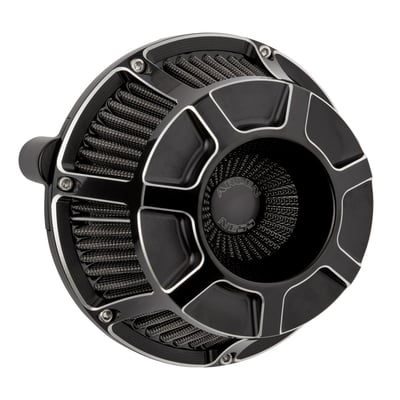 Black anodized finish
Inverted top plate with pleated side to maximize airflow
Black synthetic high performance air filter element with built-in velocity stack
To service, just clean and rinse filter element
Do not oil filter element
Offers increased leg room
Complete with installation hardware and gaskets.
Note: See 590442 for optional rain sock. See 960388 for the replacement air filter element
Note: These kits do not include oil reservoir