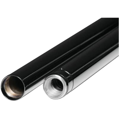 23" overall length. DLC Black fork tubes with a gloss finish. USA manufactured, top quality and precision machined to stock specifications for a perfect fit.