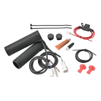 4- Level heat control, Built-in Switch. For 7/8" (22mm) handlebar. Stable L/R temperature by thermo sensor. Switchale battery protection (ON/OFF) Quick heating function. CE approved.