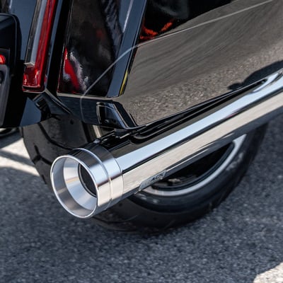 Not homologated. This is a stainless steel racing only slip-on muffler. The Track Series is designed and built by Dr. Jekill & Mr. Hyde and built for riders that want pure, powerful sound and uncompromised maximum performance. Perfect to compliment custom engine builds for those seeking power without legal limitations. No Smartbox intervention for regulatory control but still comes with three 'push of a button' electronically valve-adjustable sound modes, from open (loud/racing) to closed (cruising). Built in the EU with European parts with the same high-end craftsmanship that is synonym with Dr. Jekill & Mr. Hyde. 
- Three electronically adjustable sound modes, from open to closed 
- No Smartbox intervention for regulatory control 
- Built for uncompromised power 
- Optimal exhaust flow and reduced back pressure 
- 4.5" diameter muffler with 'Track Series' emblem 
- Throaty sound with reduced high frequencies 
- All end caps have four mounting holes, allowing them to be installed in four positions with 90-degree rotation 
- Premium European materials and a precision fit 
- Built in the EU 
- Chrome plated with a polished Big Shot end cap 
- Designed to fit the OEM head pipes and OEM mounting brackets. Includes a blind-plug that closes the header when the left crossover pipe is removed from the header. For model years where required (21-up) it is possible to connect the O2 sensor to the blind-plug to prevent error messages 