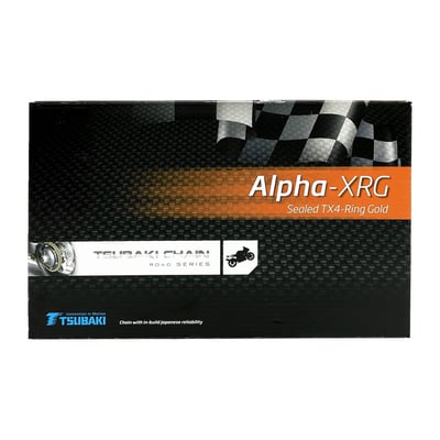 For under 150HP applications. 
Gold colored chain. 
Comes with hollow rivet link for easy installation with industry standard tools. 
The X-ring is a very thin 'O-ring' with an X shape which offers a drag reduction on rollers and side plates. 
Reduction in drag is such that efficiency is almost increased to the same level as a regular roller chain, with the longevity of a regular O-ring. 
This is the quality Tsubaki chain which combines superior strength and performance with the longevity well known to O-ring type chains. 
Average tensile strength 45.1 kN.
- Gold colored link plates  
- Low friction 'X-ring' seal ring
- For under 150 HP bikes. 
Note: These chains come with a pin link (rivet style) master link. A clip style connecting link (997333 RQ2) must be ordered separately if desired.
