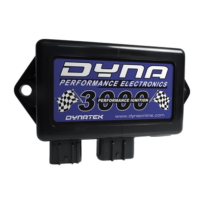 The Dyna 3000 Digital Performance Ignition module is a plug & play model for metric cruisers. It gives you increased power, torque and peak horsepower over the stock factory ignition.
Features: 
- 8 selectable Advance Curves. 
- 8 selectable Rev limits (increased rev limits over stock). 
- Uses all Factory Sensors. 
- MAP sensor operation (applicable models only). 
- Easier starting. 
- Plug and Ride (5 minute installation, on most models). 
- Mounts directly to Factory Location. 
- Uses Factory Coils, or Dyna Coils. 
- Reverse Battery Protection. 
- Retard Mode (for Nitrous or turbo applications). 
- Status LED: power-up/pickups/TPS operation.   

Replacement coils: part number 902567.