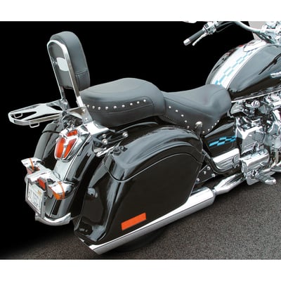 Convert your bike from a solo boulevard cruiser to a 2-up tourer – and back again – in under 5 seconds, with no tools.
The Paladin® QuickSet mount kit uses an innovative, key-lockable mounting system that's designed for an optimal fit on each specific make and model. All moving components are made from stainless steel for years of reliable, smooth operation. 
The mount kit is designed to complete the back rest 8082401 & luggage rack 8082505 assembly into one complete unit. 

After unlocking, just lift the levers on the bottom of the back rest's side plates and pull up to remove the complete assembly from the motorcycle.