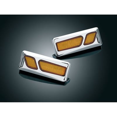 Replace the ho-hum amber reflectors on lower forks with an array of amber LEDs! 
Both running lights & turn signals for an added measure of visibility.