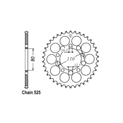 JT Steel rear sprockets are manufactured using Japanese C49 high carbon steel. Designed to minimise weight and maximise strength. Accurately machined to achieve balance and a perfect fit and chain alignment