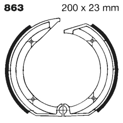 EBC plain brake shoes are made using high-pressure die cast aluminium platforms with bonded brake linings. They are radius ground, edge trimmed and also feature lead in & lead out chamfers at lining ends and original equipment style brake shoe springs.