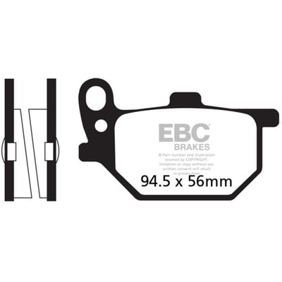 EBC V-Pads are Semi-Sintered brake pads that combine the highest qualities of an organic brake pad with the endurance of a sintered equivalent brake pad. The Vee brake pad range are designed for the heavy cruiser/streetbike market as a replacement brake pad. 
Low heat generation and offer reduced rotor galling and extended life and can be used to replace organic or sintered brake pads. 
ECE R 90 approved.Note: Check your local MCS dealer or the MCS sales department for exact type of approval and validity on bike model and years on the test report.