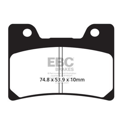 The EBC brake pads have great predictable stopping power, and they benefit from low disc abrasion and dust.
They are brake rotor friendly, and slower to brake in the wet.
These organic brake pads are ECE R 90 brake safety test approved.
Note: Check your local MCS dealer or the MCS sales department for exact type of approval and validity on bike model and years on the test report.