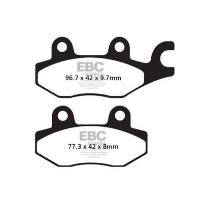 EBC Brakes Carbon X or TT brake pads are suitable for either street or off road use. They are created from impregnated hybrid carbon to give medium lifetime and a cool disc braking temperature. 
Although the Carbon X or TT Brakes will not outlast a sintered copper brake pad it has the unique benefit of lower heat generation and transfer.