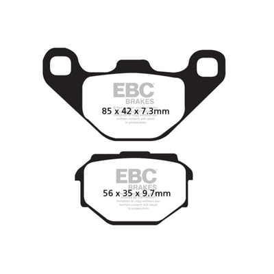The EBC brake pads have great predictable stopping power, and they benefit from low disc abrasion and dust.
They are brake rotor friendly, and slower to brake in the wet.
These organic brake pads are ECE R 90 brake safety test approved.
Note: Check your local MCS dealer or the MCS sales department for exact type of approval and validity on bike model and years on the test report.