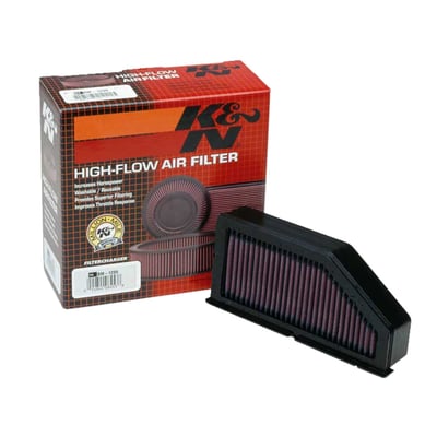 K&N filters are designed to achieve high, virtually unrestricted air flow while maintaining filtration levels critical to ensure long engine life. These high quality K&N air filters are reusable and washable, and they fit many air cleaners as stock replacement. The elements are designed with a ribbed surface that will give you up to 50% more filter area than a regular replacement filter, dramatically increasing air flow.  
- Designed to provide increased horsepower and acceleration. 
- Pleated cotton media provides a large filtration area offering low restriction and long service intervals. 
- Multi-layers of woven cotton gauze media offers excellent filtration. 
- Fits directly into OEM Airbox with application specific Sealing Bead ensuring a precise fit. 
- No fuel management modification are normally required to obtain increased performance. 
- Washable and reusable
