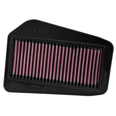 K&N filters are designed to achieve high, virtually unrestricted air flow while maintaining filtration levels critical to ensure long engine life. These high quality K&N air filters are reusable and washable, and they fit many air cleaners as stock replacement. The elements are designed with a ribbed surface that will give you up to 50% more filter area than a regular replacement filter, dramatically increasing air flow.  
- Designed to provide increased horsepower and acceleration. 
- Pleated cotton media provides a large filtration area offering low restriction and long service intervals. 
- Multi-layers of woven cotton gauze media offers excellent filtration. 
- Fits directly into OEM Airbox with application specific Sealing Bead ensuring a precise fit. 
- No fuel management modification are normally required to obtain increased performance. 
- Washable and reusable
