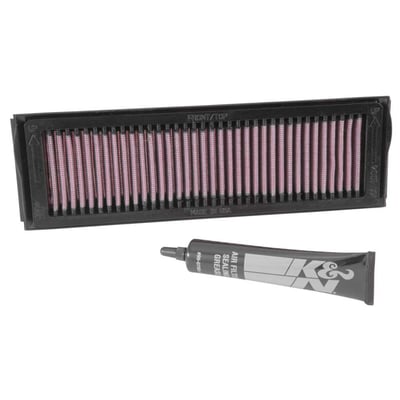 K&N filters are designed to achieve high, virtually unrestricted air flow while maintaining filtration levels critical to ensure long engine life. These high quality K&N air filters are reusable and washable, and they fit many air cleaners as stock replacement. The elements are designed with a ribbed surface that will give you up to 50% more filter area than a regular replacement filter, dramatically increasing air flow.  
- Designed to provide increased horsepower and acceleration. 
- Pleated cotton media provides a large filtration area offering low restriction and long service intervals. 
- Multi-layers of woven cotton gauze media offers excellent filtration. 
- Fits directly into OEM Airbox with application specific Sealing Bead ensuring a precise fit. 
- No fuel management modification are normally required to obtain increased performance. 
- Washable and reusable

