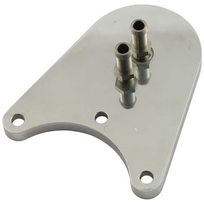 Front side mount. 
Mounts to front side of kickstart / transmission end cover of 36-86 4-sp Big Twin models. 
Allows installation of a regular spin-on style oil filter. 
Polished aluminum.
Note: Longer studs / bolts required for installation.