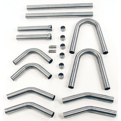 Mild steel tubing. 1-3/4" diameter pipes. Comprehensive kit as a base for your own special 'one-off' exhaust system. to allow you to fabricate your own exhaust system. Composed to fit this specific H-D model. Complete as shown.