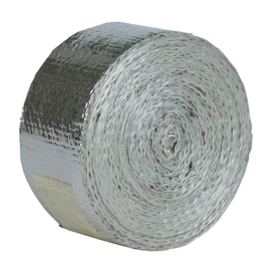 1-1/2" (38mm) wide x 15ft. (7.5 meter) long. Self adhesive backing. Reflects radiant heat away from wiring, lines or cables. Non-flammable. Withstands 1000 °F (538 °C) radiant and 500 °F (260 °C) direct heat. Water, fungus and petroleum product resistable.
Note: Do not use on exhaust.