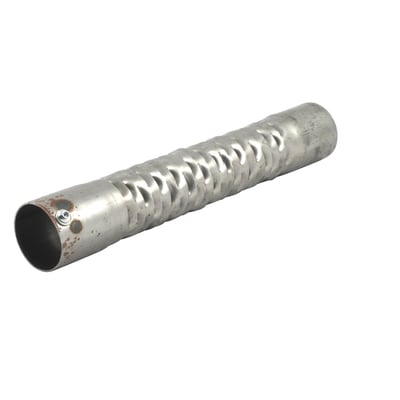 Plain steel drag pipe baffle. 2-1/4" (57mm) diameter x 13" (330mm) long. Slip-in all metal baffle. Installs by drilling a hole in the backside of the exhaust pipe and fasten with a bolt.
