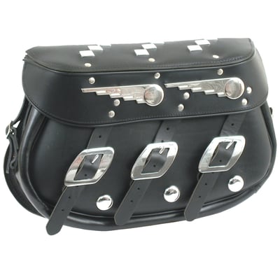 Genuine leather reproduction. Dimensions approx. 11cm thick, 50cm long and 34cm high.