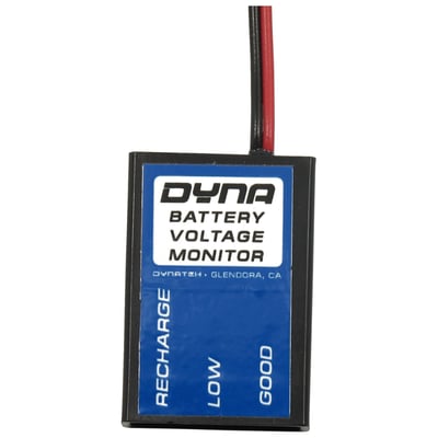 3-LED real time voltage info. 
Used in racing applications where a charging system is not present. This way the three built-in LEDs gives clear information about the battery voltage conditions at any time. 
Dimensions 28mm x 42mm x 12mm.