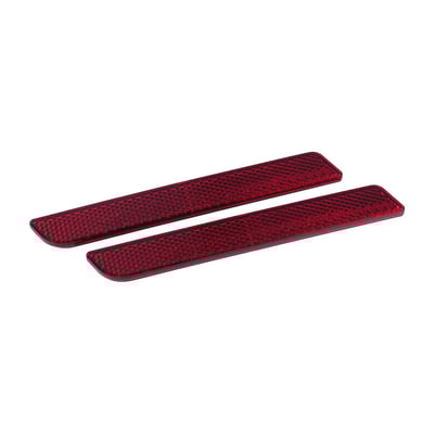 Contains 2 reflectors, one left & one right side. 
Stock replacement as used on National (USA) models. 
Stock replacement reflector for saddlebag faceplate, fork sliders, fender struts etc. 
Universally used on many H-D models in various applications. 
ECE and DOT approved. 
OEM replacement reference 59287-92 right side & 59288-92 left side. 
